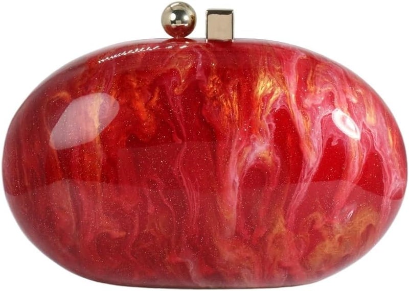 GSYPS Acrylic Evening Clutch Bag for Women Shell Shape Shoulder Crossbody Bag Glitter Marble Purse Handbag - Image 1